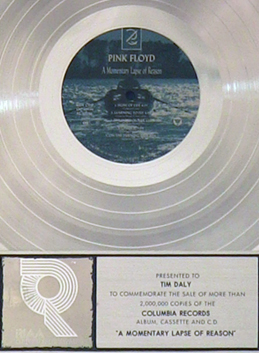Pink Floyd Platnium Record Tim Daly
